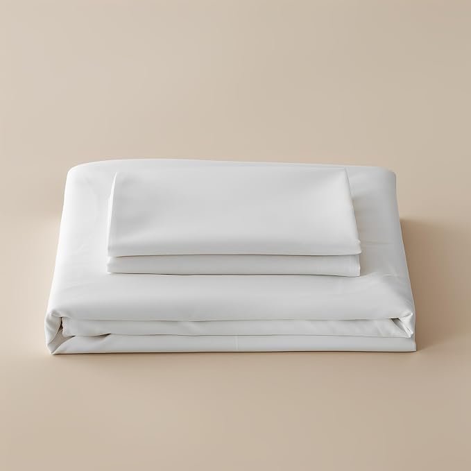 HeimenAogo California King Size Tencel Cotton Duvet Cover - Silky Smooth Luxury Hotel Collection Bedding Set, 104x90 Inch Comforter Cover, Zipper Closure, Bright White