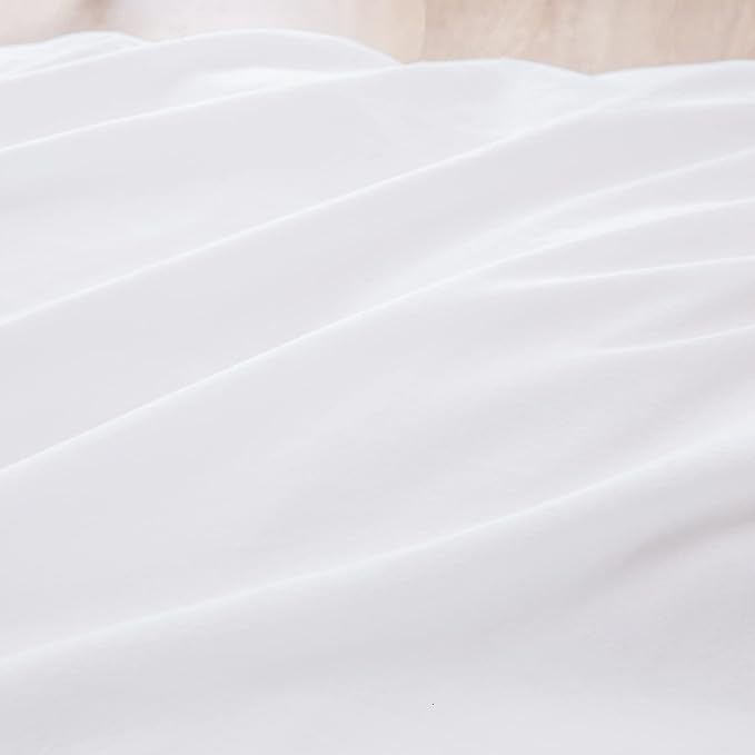 BESTOUCH Duvet Cover Set 100% Washed Cotton Linen Feel Super Soft Comfortable Chic Lightweight 3 PCs Home Bedding Set Solid Bright White King | 100% Washed Cotton, Soft Wrinkle Texture, Hidden Zipper, 8 Ties, Breathable Lightweight Durable Comfy, 3 Pcs...