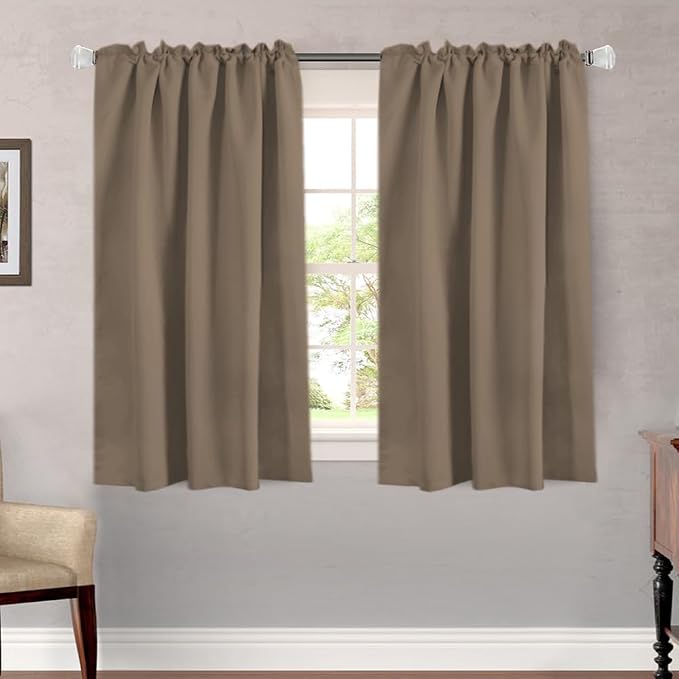 H.VERSAILTEX Blackout Curtains Thermal Insulated Window Treatment Panels Room Darkening Blackout Drapes for Living Room Back Tab/Rod Pocket Bedroom Draperies (2 Panels, Macchiato, 52 x 54 Inch)
