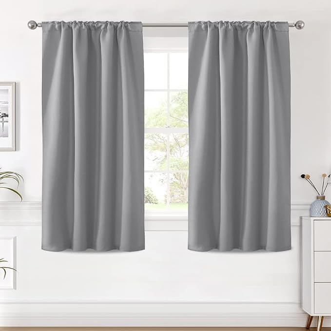 H.VERSAILTEX Blackout Curtains Thermal Insulated Window Treatment Panels Room Darkening Blackout Drapes for Living Room Back Tab/Rod Pocket Bedroom Draperies (2 Panels, Grey, 42 x 54 Inch)