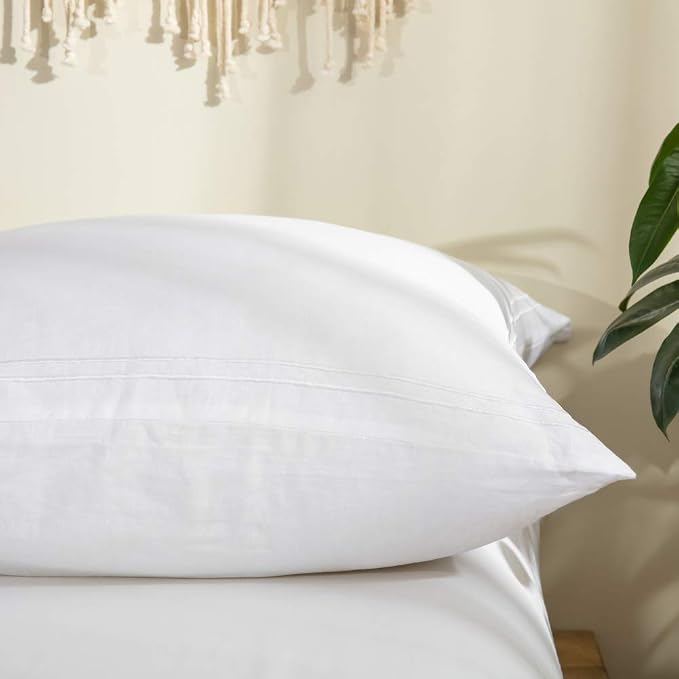 Simple&Opulence Body Pillow Cover 20" x 54",100% Pure Linen, Ultra Soft and Breathable, Body Pillowcase with Envelope Closure for Adults(White)