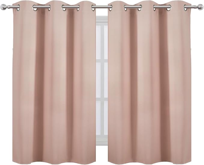 Blush Blackout Curtains/38 x 54 Inch/Set of Two Panels Grommet Living Room Curtains