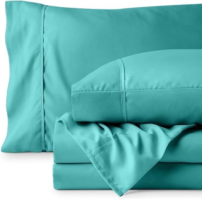 Bare Home Split King Sheet Set - 1800 Ultra-Soft (Split King, Turquoise) | Deep Pockets 6 to 15 Inches, Breathable, Hypoallergenic, Hotel Luxury, Easy Fit, Soft, All-Season