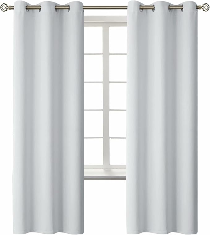 BGment Room Darkening Curtains 72 Inches Long - Grommet Thermal Insulated Drapes Window Treatment Curtains for Bedroom, 2 Panels, 42 x 72 Inch, Greyish White | Grommet Top, Light-Blocking, Sunblock, Thermal Insulated, Window Drapes for Kids Boys Room, ...
