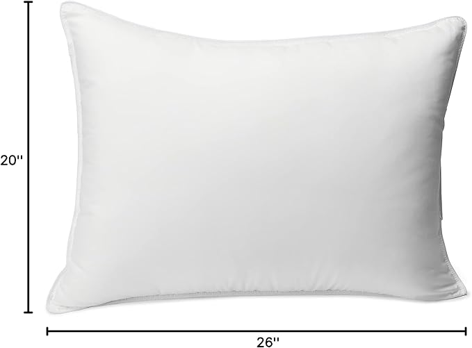 Amazon Basics Down Alternative Bed Pillows and Pillow Protector Case Set, Medium Density, Standard Size 26" x 20", Hypoallergenic, Microfiber, Washable, White, 2-Pack
