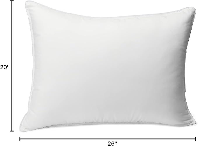 Amazon Basics Down Alternative Bed Pillows with Hypoallergenic Pillow Protector Cases, Soft Density for Stomach and Back Sleepers, Standard 26" x 20", White, 2-Pack