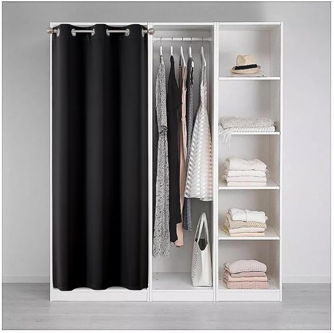 Joydeco Door Curtain Blackout Curtains for Doorway Privacy Closet Drapes | Room Divider Curtains for Bedroom Living Room, Sliding Door Curtains for Open Closet (Black, 32Wx80L, 1 Panel)