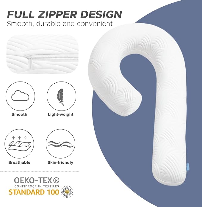 Swan Shaped Body Pillow Cover Fabric, Long Pillow Case, White, 1Pack | Breathable & Skin-Friendly, (Pillow Not Included)