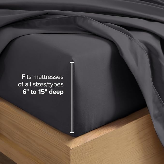 Bare Home Full XL Sheet Set - 1800 Ultra-Soft (Full XL, Forged Iron Grey) | Deep Pockets 6 to 15 Inches, Breathable, Hypoallergenic, Hotel Luxury, Easy Fit, Soft, All-Season