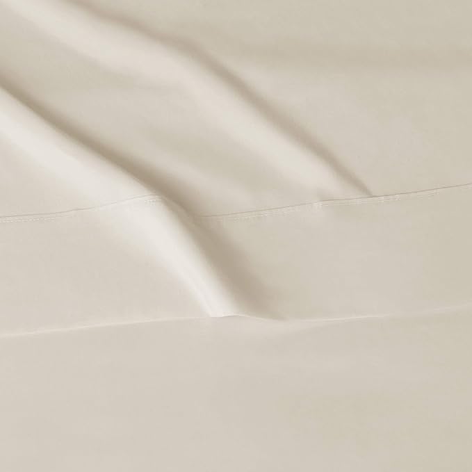 Amazon Basics Lightweight Super Soft Easy Care Comfortable Breathable Brushed Microfiber 3-Piece Bed Sheet Set with 14-Inch Deep Pockets, Wrinkle Resistant, Twin XL, Beige, Solid