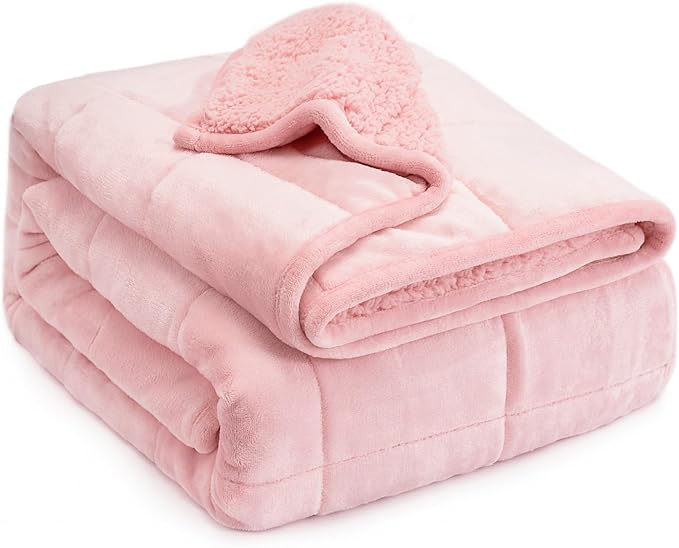 Lofus 20 lbs Weighted Blanket for Adults Queen Size 60" x 80", Pink | Dual-Sided Sherpa Fleece Heavy Blanket, for Stress Relief & Better Sleep, Ultra Soft, Ideal Gift for Family, Warm & Cozy