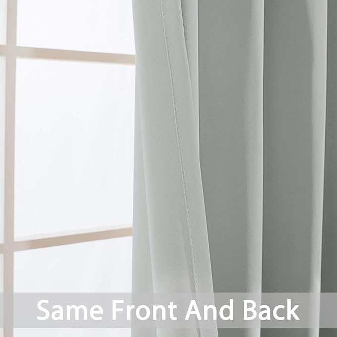 Yakamok Room Darkening Curtains 52x96 inch Length Light Grey-Living Room | 2 panels,grommet blackout window treatment,thermal insulated,light blocking drapes,privacy protection,bedroom dining room