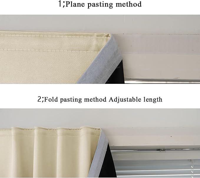 AJAZZ 100% Blackout Shades Window Cover Self Adhesive Curtains Sticky Curtain Portable Easy Open Black Out Curtains for Bedroom Living Room No Drilling (Beige, 59" W x 72" L 1 Panel)