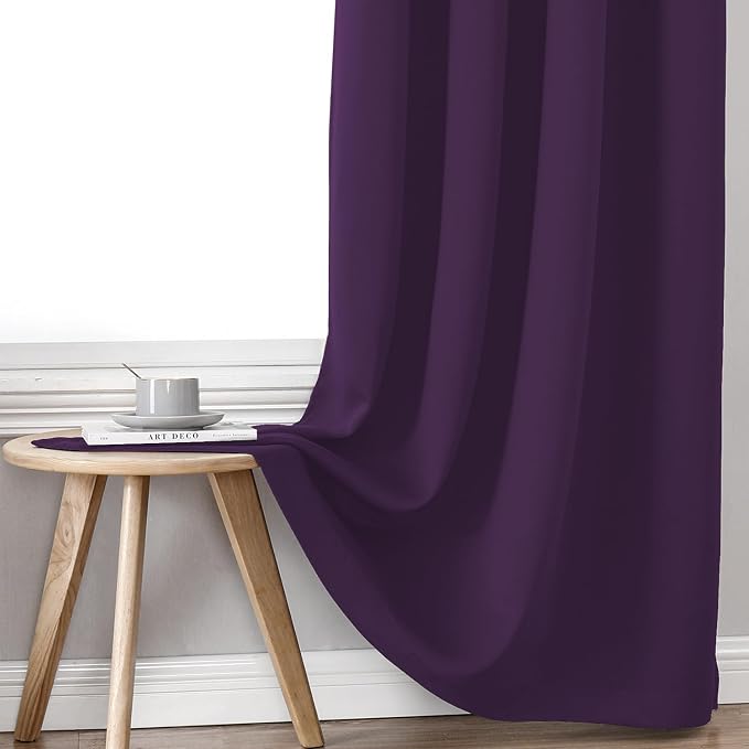 ChrisDowa 100% Blackout Curtains for Bedroom 84 Inches Long 2 Panels Set | 2 Thick Layers, Thermal Insulated, Light Blocking, Grommet, Window Treatment, Living Room Drapes, Royal Purple, 42 x 84 Inch