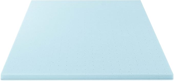 Best Price Mattress 2-inch Ventilated Gel Memory Foam Topper - Full, Dorm Essentials, Blue