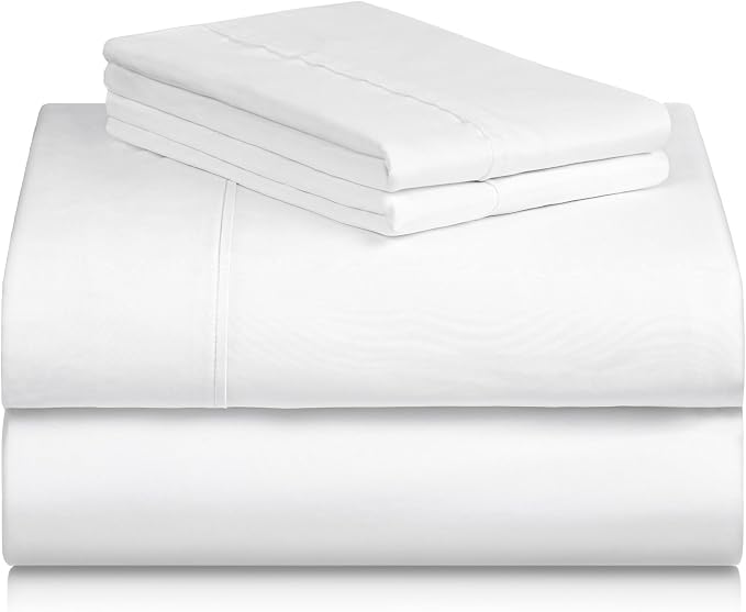 LuxClub 4 PC King Size Sheet Set Bed Sheets Deep Pockets 18" Wrinkle Free Cooling Bed Sheets Machine Washable Hotel Bedding Silky Soft - White King | LuxClub Silky Fitted Sheet & Pillowcase Sets, Breathable Comfortable Hotel Luxury Bedding Wrinkle Free...