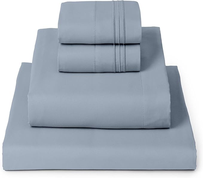 Mellanni Iconic 4-Piece, Ultra Soft Sheet Set (King, Blue Hydrangea) | 10M+ Sleepers. Lab-tested: Sleeps Cool, Stays Bright, Strong, Smooth. Good Housekeeping Best Bedding, 7 yrs running.