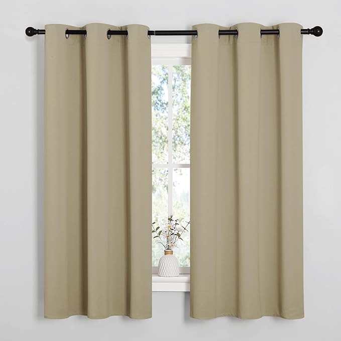 NICETOWN Cocoa Eggnog Blackout Curtains for Bedroom 42" w x 63" L 2 Panels | Thermal Insulated Grommet Draperies Panels for Living Room Kitchen, Light Blocking Room Darkening Noise Reducing Home Decor