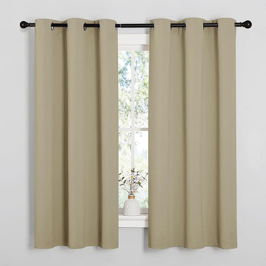NICETOWN Cocoa Eggnog Blackout Curtains for Bedroom 42" w x 63" L 2 Panels | Thermal Insulated Grommet Draperies Panels for Living Room Kitchen, Light Blocking Room Darkening Noise Reducing Home Decor