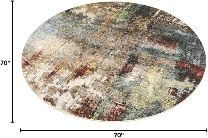 Lahome Modern Abstract Round Rug 6ft - Large Red 6x6 Circle Rugs for Living Room Bedroom Dining Room,Soft Non Slip Mat Indoor Floor Carpet for Coffee Table Hardwood Playroom