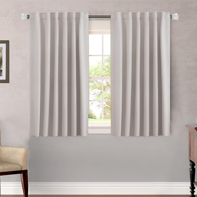 H.VERSAILTEX Blackout Curtains Thermal Insulated Window Treatment Panels Room Darkening Blackout Drapes for Living Room Back Tab/Rod Pocket Bedroom Draperies, 52 x 45 Inch, Stone, 2 Panels