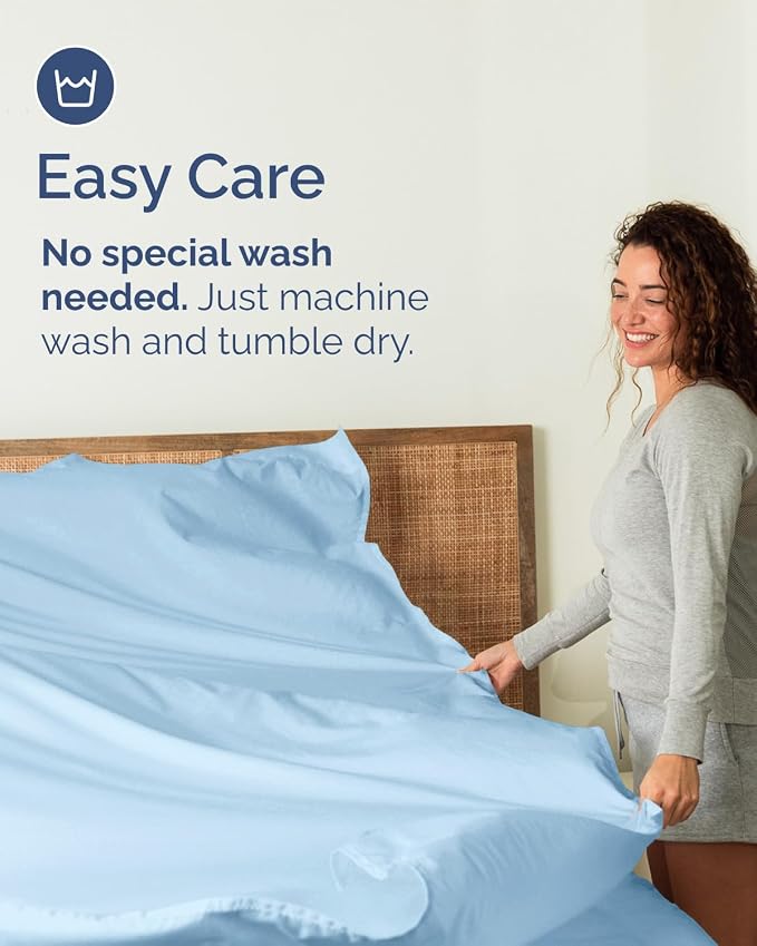 Twin XL Size Flat Sheet - Pack of 2, College Dorm Essentials - Light Blue | Ultra-Soft, Comfy, Breathable & Cooling, College Dorm Room, Fade & Wrinkle Free, Stain & Shrink Resistant Bedding, Oeko-Tex