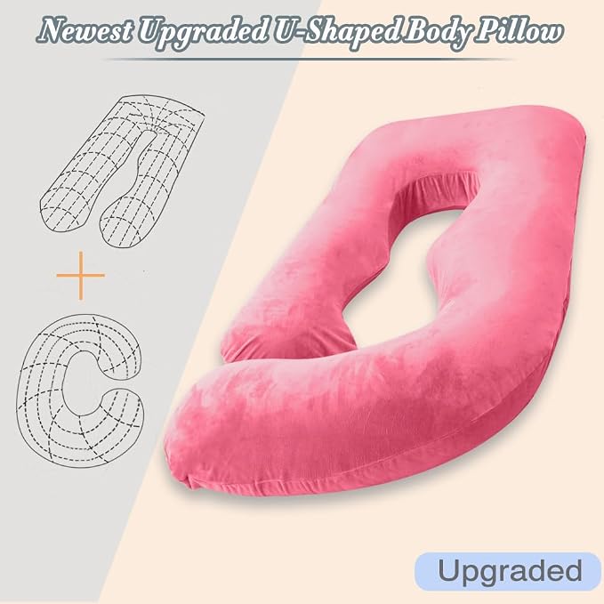 60 Inch Pregnancy Pillow for Sleeping (RED) | Extra Large U Shaped Body Pillow, Maternity Pillow for Pregnant Women