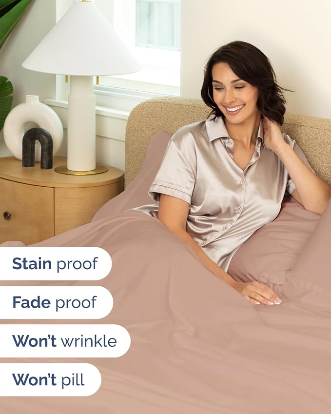 CGK Unlimited Extra Deep Flex Top Split Head King Sheet Set - 6 Piece Breathable and Cooling Sheets - Hotel Luxury Bedding for Women, Men, Kids & Teens - Easy Secure Fit - Extra Deep Pockets - Mauve