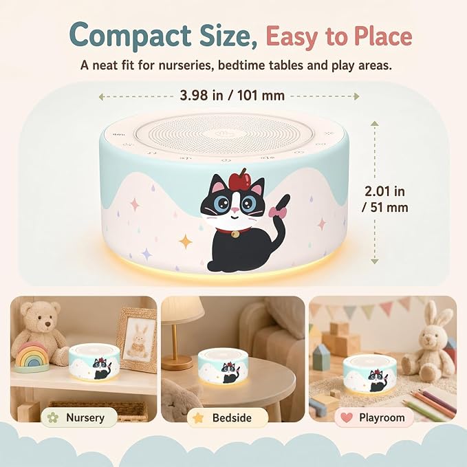 Kipcush White Noise Machine for Baby & Adults, Sleep Sound Machine with 30 Soothing Sounds, 8-Color Night Light, Memory Function, White Noise for Sleeping, Nursery, Office, Travel, Relaxation