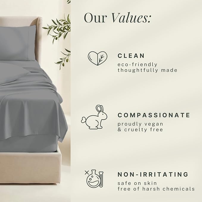 Hearth & Harbor Bed Sheets, Luxury Soft 6 Piece Bed Sheet Set Extra Deep Pocket Fitted Sheets Fits Mattress up to 21", Double Brushed Bedding Sheets & Pillowcases, Split King, Frost Gray