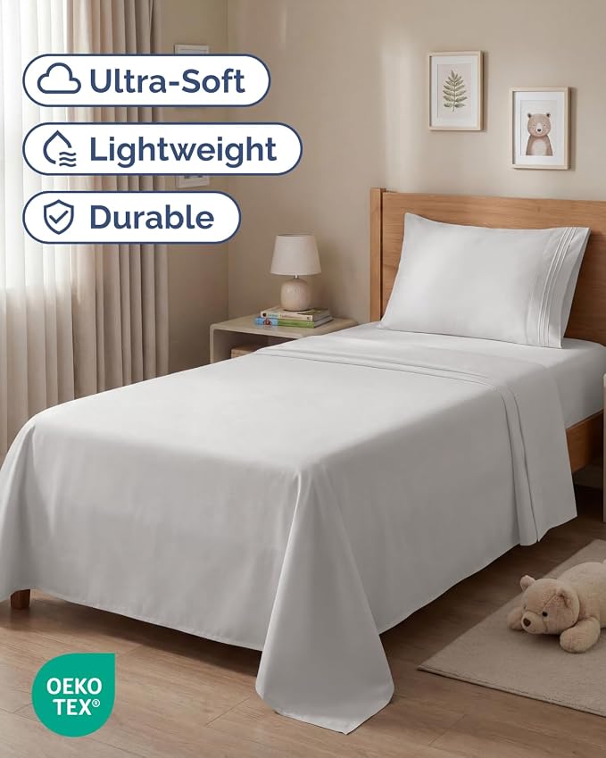 Twin Size 3 Piece Sheet Set - Breathable & Cooling Sheets - French Grey | Hotel Luxury Bed Sheets for Women & Men, Deep Pockets, Easy-Fit, Extra Soft and Wrinkle Free Sheets, Oeko-Tex Bed Sheet Set