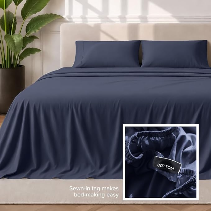 Bare Home Queen Sheet Set - 1800 Ultra-Soft (Queen, Midnight Blue) | Deep Pockets 6 to 15 Inches, Breathable, Hypoallergenic, Hotel Luxury, Easy Fit, Soft, All-Season
