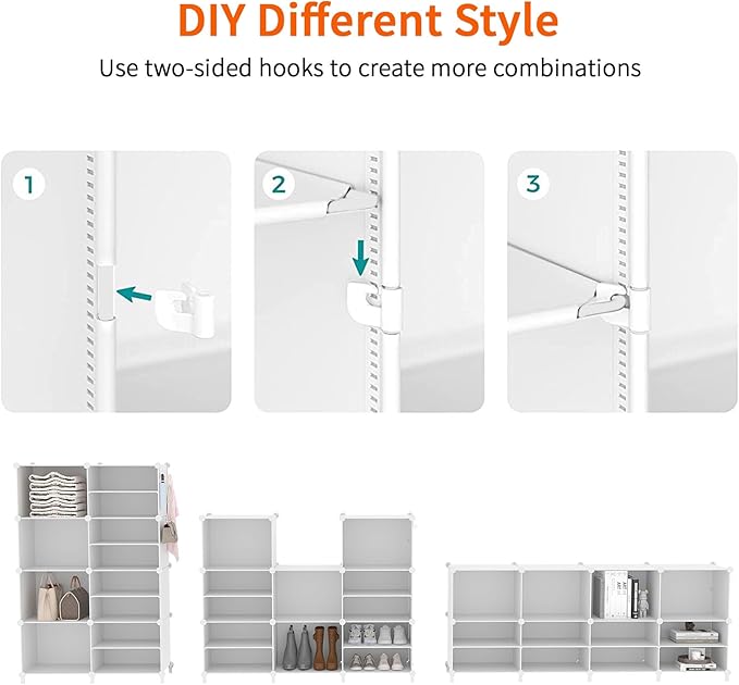 AWTATOS Closet Organizer 8 Cube Storage Shelves, White | Closet Organizers and Storage, DIY Stackable Cubby Shelving, Clothes Organizers for Closet Bedroom Living Room Office