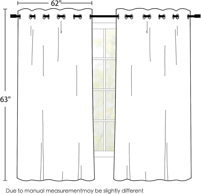 SimpleHome Grey 100% Blackout Curtains Room Darkening Living Room 63 Inch | Curtains for Bedroom,Thermal Insulated Grommet Window Drapes,Curtains for Living Room with Black Back,62 x 63 Inch,2 Panels