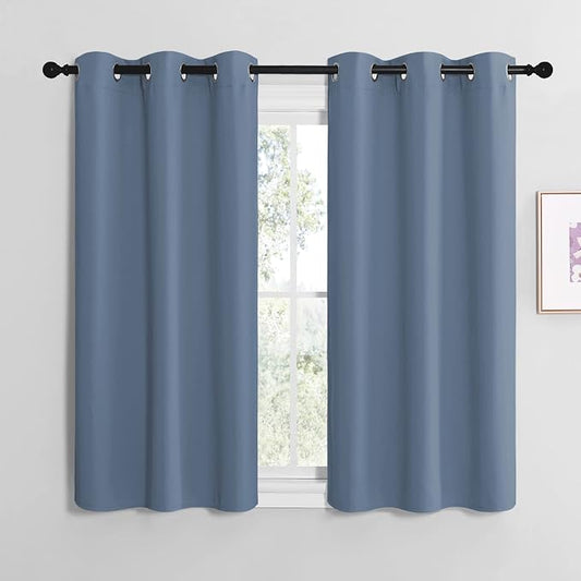NICETOWN Home Fashion Blackout Curtain Panels, 1 PC, 42" x 48", Stone Blue | Thermal Insulated Solid Grommet Window Treatment Curtain Panels for Loft Cafe
