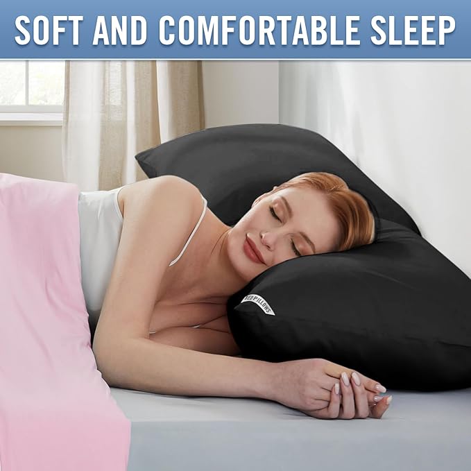 Piwaal Bed Pillows King Size 4-Pack - Down Alternative Plush Fill for Back, Stomach & Side Sleepers - Breathable & Supportive Hotel Style Pillows