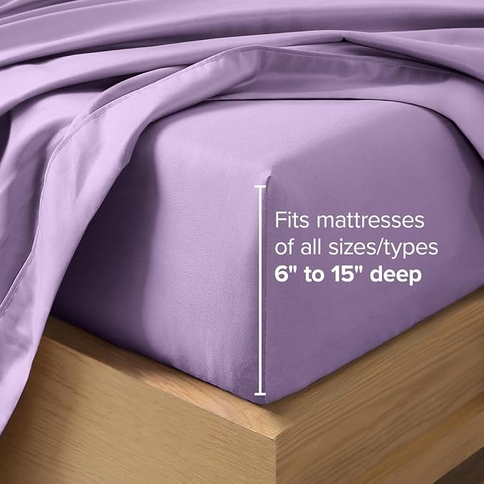 Bare Home Twin XL Sheet Set - 1800 Ultra-Soft (Twin XL, Lavender) | Deep Pockets 6 to 15 Inches, Breathable, Hypoallergenic, Hotel Luxury, Easy Fit, Soft, All-Season
