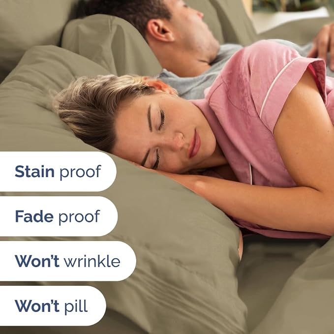Flex Top Split Head King 4 Piece Sheet Set - Ultra-Soft, Breathable - Khaki | Cooling Bed Sheets Set, Hotel Luxury Bedding for Women & Men with Deep Pockets, Wrinkle Free & Fade Resistant, Oeko-Tex