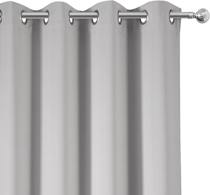 Light Grey Blackout Curtains 42 x 63 Inch Length/Set of 2 Curtain Panels/Thermal Insulated Room Darkening Blackout Curtains for Bedroom