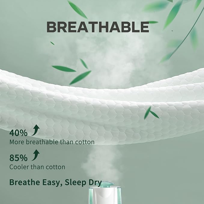 OhGeni 100% Waterproof Mattress Protector,California King Bamboo Viscose Top Layer Pad,3D-Air Fabric Cooling Breathable Fitted Sheets,Washable Bed Cover, Over 99 Count Hex Bumps for Taller Person