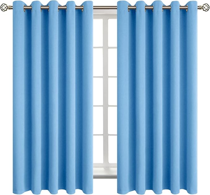 BGment Sky Blue Room Darkening Curtains 63 Inch for Bedroom - 2 Panels | Grommet Top, Light-Blocking, Sunblock, Thermal Insulated, Window Drapes for Kids Boys Room, 70x63 Inch