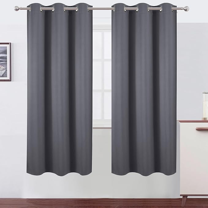Grey Blackout Curtains 42 x 72 Inch Length/Set of 2 Curtain Panels/Thermal Insulated Room Darkening Blackout Curtains for Bedroom