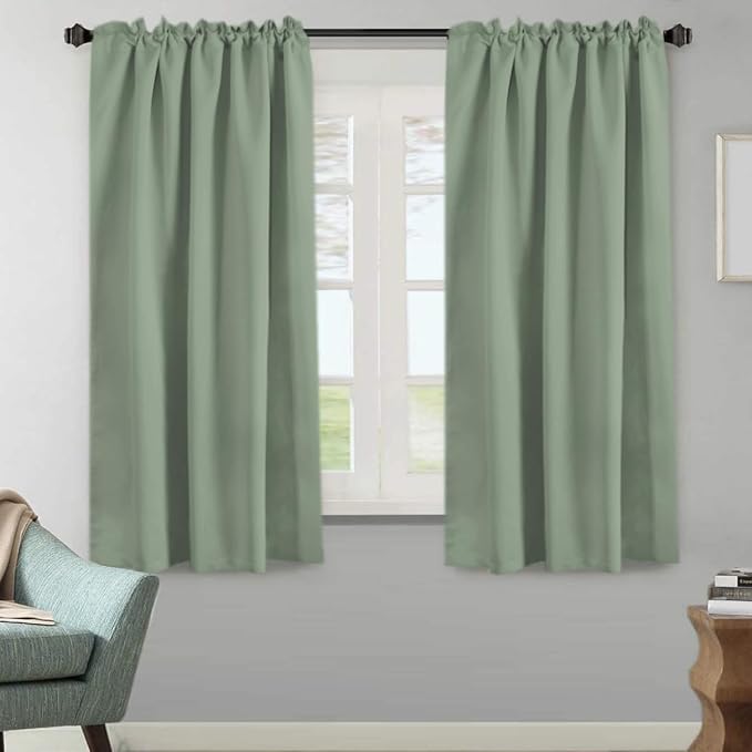 H.VERSAILTEX Blackout Curtains Thermal Insulated Window Treatment Panels Room Darkening Blackout Drapes for Living Room Back Tab/Rod Pocket Bedroom Draperies (2 Panels, Cyan, 52 x 63 Inch)