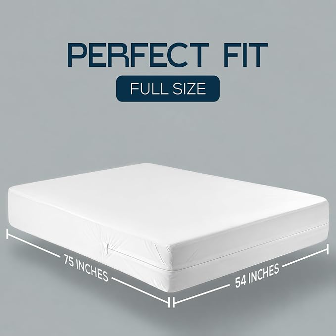 Bulk 10-Pack Full Size Hotel Mattress Encasement 100% Waterproof, 12" Deep | White, Commercial, Resorts, Motels & Institutional Use, Zippered 6-Sided Mattress Protector