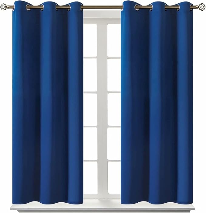 BGment Short Curtains for Small Window 54 Inch Long - Royal Blue 2 Panels | Grommet top, Blackout, Room Darkening, Sunblock, Thermal Insulated, Window Drapes for Kitchen, 38x54 Inch