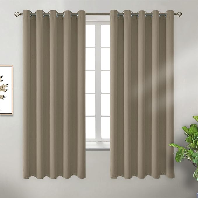 BGment Cocoa Room Darkening Curtains 63 Inch for Bedroom - 2 Panels | Grommet Top, Light-Blocking, Sunblock, Thermal Insulated, Window Drapes for Kids Boys Room, 70x63 Inch