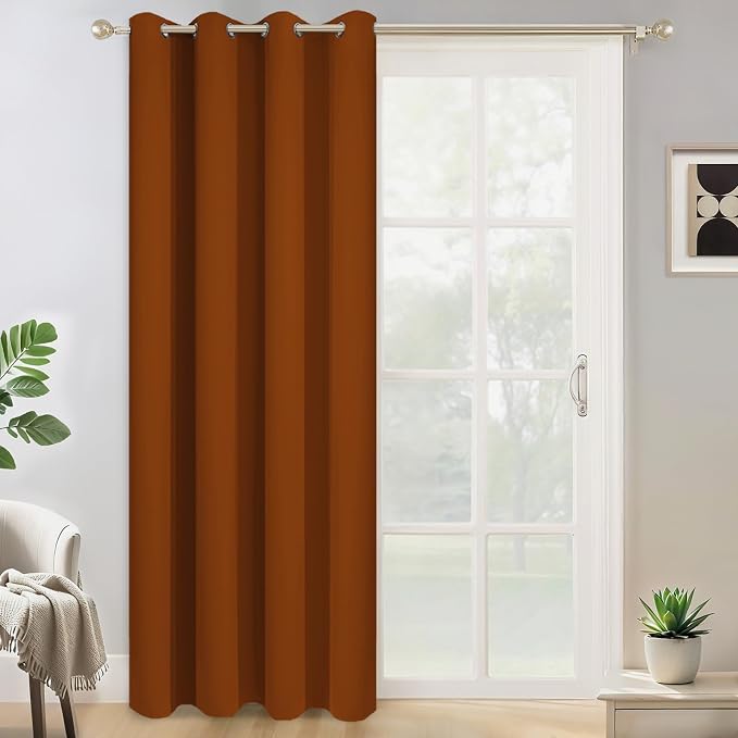 Yakamok Burnt Orange Room Darkening Curtains 84 inch Sliding Door Drapes | 1 Extra-wide Panel,W52xL84,Soft Triple-weave,Grommet,Blackout Thermal Insulated Drapes,Privacy,Light Reduction,Patio doors