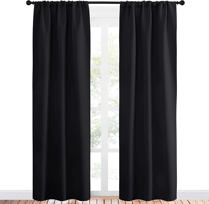 NICETOWN Black Out Curtain Panels for Kitchen - Energy Smart Decoration Thermal Insulating Blackout Drapes/Draperies for Small Window (2 Panels, 34 in x 84 in (W x L)) | Energy Smart Decoration Thermal Insulating Drapes Draperies for Living Room Small ...