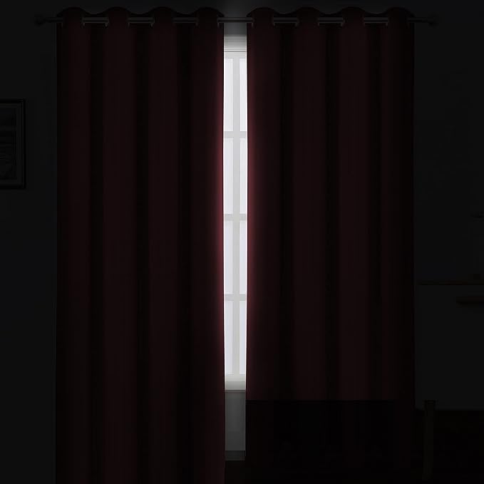Burgundy Red Thermal Blackout Curtains/38 x 84 Inch/Set of 2 Panels Room Darkening Curtains for Bedroom