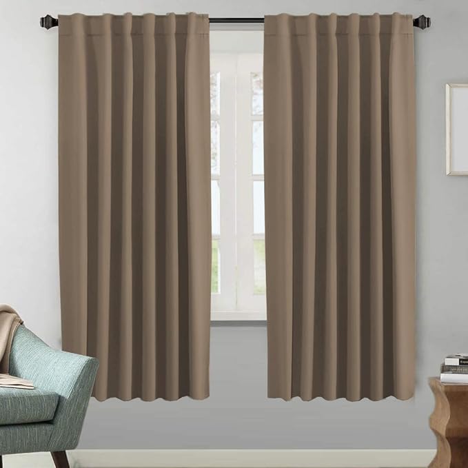 H.VERSAILTEX Blackout Curtains Thermal Insulated Window Treatment Panels Room Darkening Blackout Drapes for Living Room Back Tab/Rod Pocket Bedroom Draperies (2 Panels, Macchiato, 52 x 72 Inch)